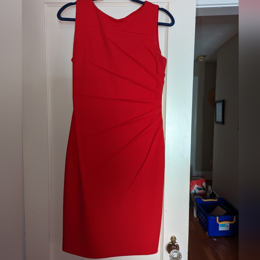 Red Calvin Klein Starburst Sheath Dress
